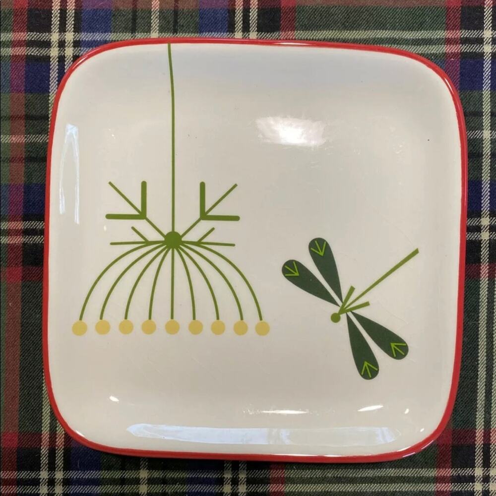 TAG Appetizer Plate 6" X 6" Square Ceramic Yellow Bird‎ With Twig